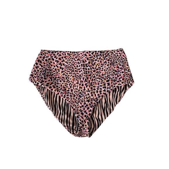Free People Sanctuary Reversible High Waist Full Coverage Animal Print Bottoms M - Picture 7 of 10